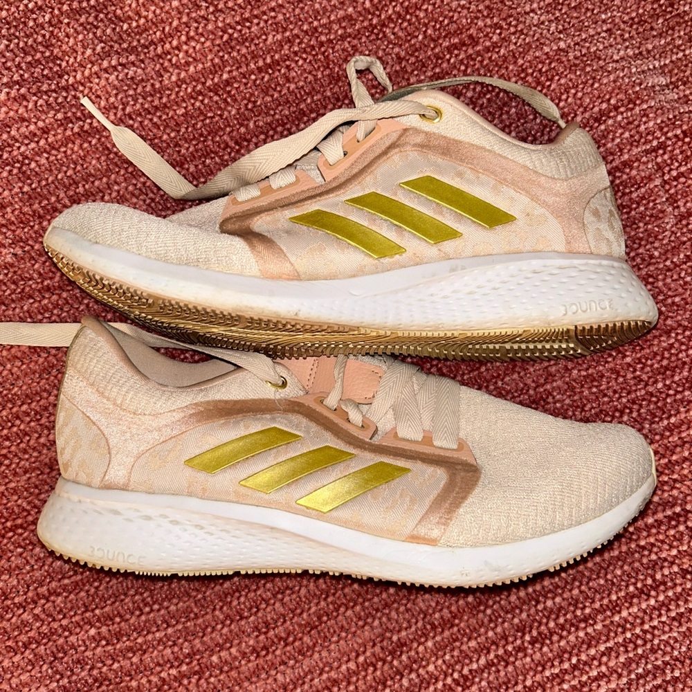 Adidas women’s Edge Lux 4 Gold and Pink running sneakers size 9.5 EUC